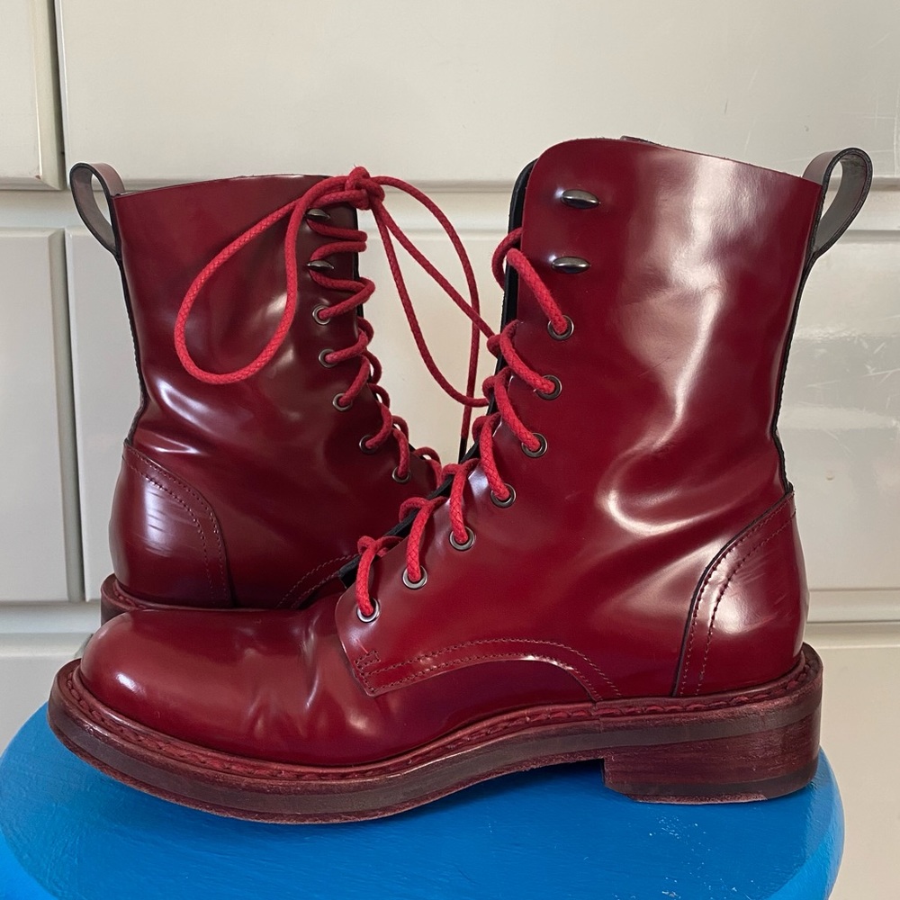 rag & bone deep cherry/maroon lace up combat boots